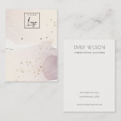 抽象芸術金ゴールドパープルロゴイヤリングネックレスディスプレイ 名刺 (正面/裏面)