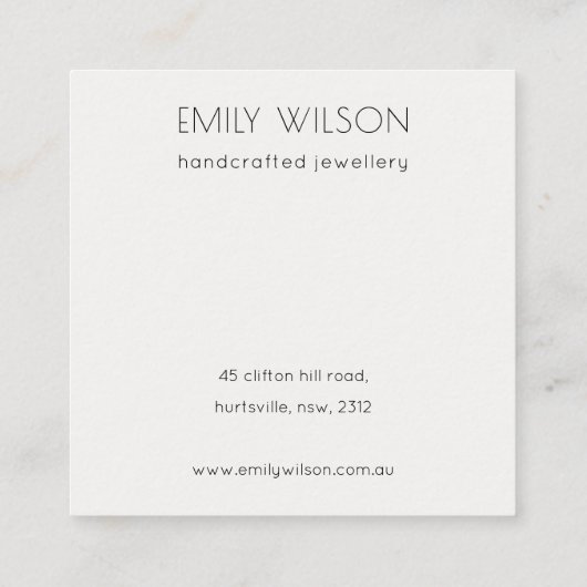 抽象芸術金ゴールドパープルロゴバンドイヤリングディスプレイ スクエア名刺 (裏面)