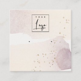 抽象芸術金ゴールドパープルロゴバンドイヤリングディスプレイ スクエア名刺