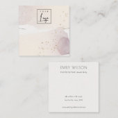 抽象芸術金ゴールドパープルロゴバンドネックレスディスプレイ スクエア名刺 (正面/裏面)