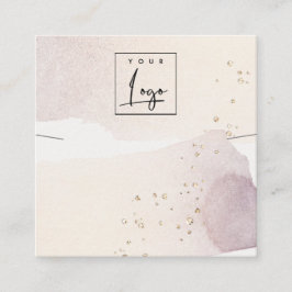 抽象芸術金ゴールドパープルロゴバンドネックレスディスプレイ スクエア名刺