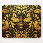抽象芸術金ゴールドビー。黄金フローラ模様 マウスパッド (正面)