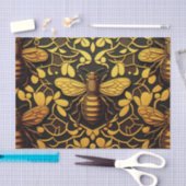 抽象芸術金ゴールドビー。黄金フローラ模様 薄葉紙 (クラフト)