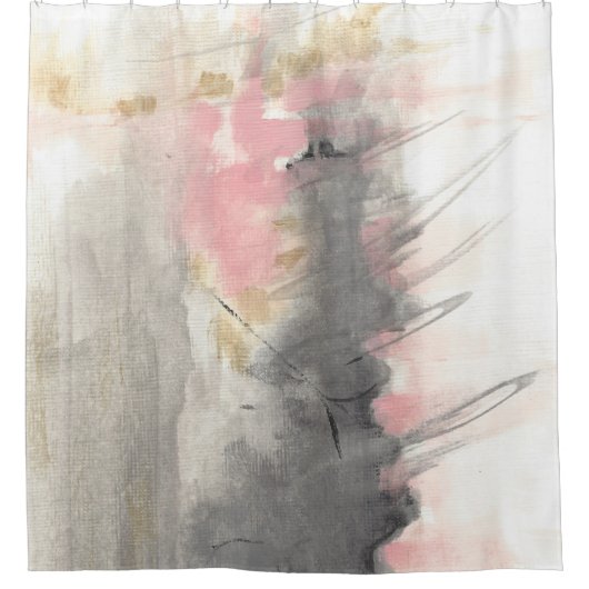 抽象芸術金ゴールドピンクアー絵画ト シャワーカーテン (正面)