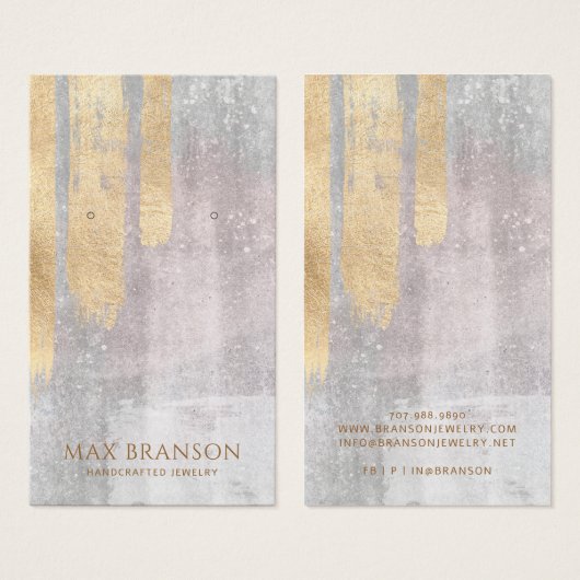 抽象芸術金ゴールドピンクイヤリングジュエリーディスプレイカード (正面&裏面)