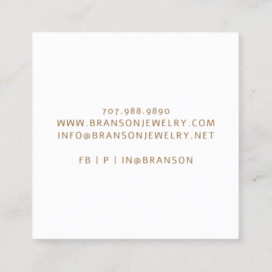 抽象芸術金ゴールドピンクジュエリー設計者 スクエア名刺 (裏面)