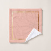 抽象芸術金ゴールドピンクフローラ バスタオルセット (ウォッシュタオル)