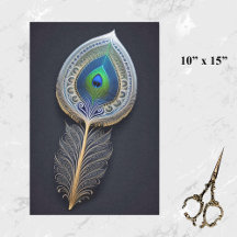 抽象芸術金ゴールドピーコックフェザーイラストレーションスモール