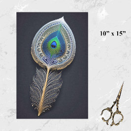 抽象芸術金ゴールドピーコックフェザーイラストレーションスモール 薄葉紙