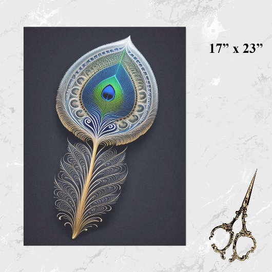 抽象芸術金ゴールドピーコックフェザーイラストレーションラージ 薄葉紙