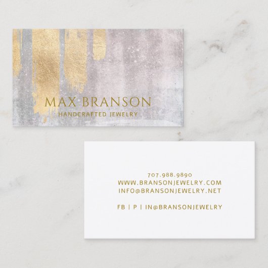 抽象芸術金ゴールドフェイク金属ジュエリー設計者 名刺 (正面/裏面)