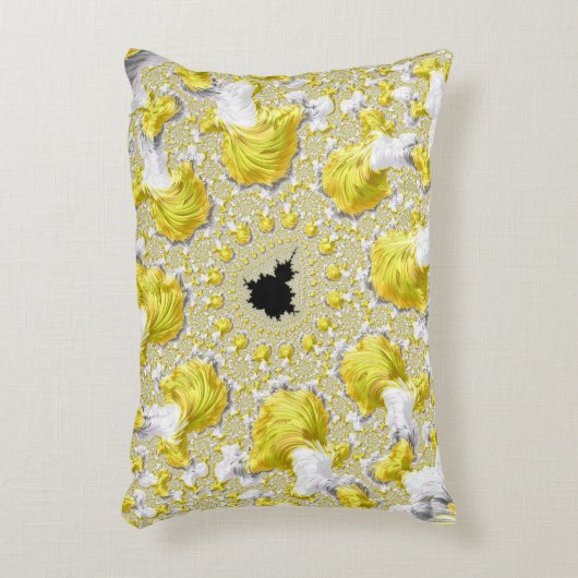 抽象芸術金ゴールドフラクタル アクセントクッション (正面(垂直))