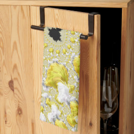 抽象芸術金ゴールドフラクタル キッチンタオル