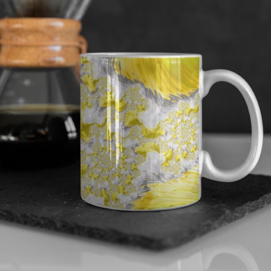 抽象芸術金ゴールドフラクタル コーヒーマグカップ