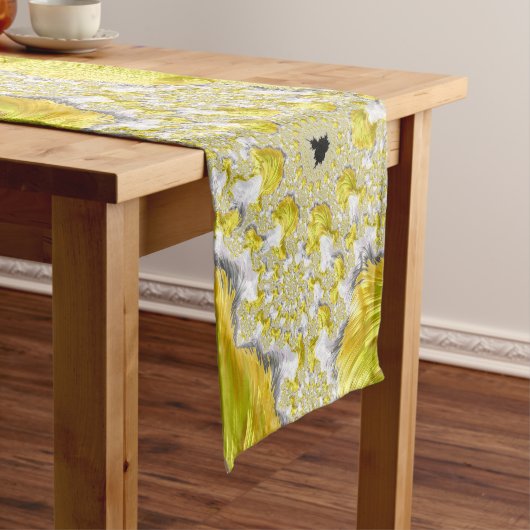 抽象芸術金ゴールドフラクタル ショートテーブルランナー (インサイチュ)