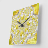 抽象芸術金ゴールドフラクタル スクエア壁時計 (傾斜)