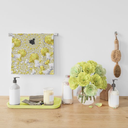 抽象芸術金ゴールドフラクタル ハンドタオル