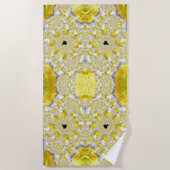 抽象芸術金ゴールドフラクタル ビーチタオル (正面)