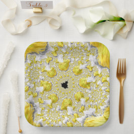 抽象芸術金ゴールドフラクタル ペーパープレート