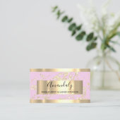 抽象芸術金ゴールドフレームモダンマーブルピンクパステル 名刺 (スタンド正面)