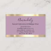 抽象芸術金ゴールドフレームモダン大理石ピンクラベンダー 名刺 (裏面)