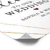 抽象芸術金ゴールドブルゴーニュ赤面フローラウェルカムサイン ポスター (角)