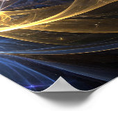 抽象芸術金ゴールドブルーフラクタルエネルギーアート ポスター (角)