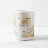 抽象芸術金ゴールドブルーフルード絵画アート コーヒーマグカップ (中央)