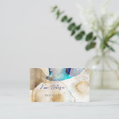 抽象芸術金ゴールドブルーフルード絵画アート 名刺 (スタンド正面)