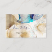 抽象芸術金ゴールドブルーフルード絵画アート 名刺 (正面)