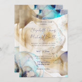 抽象芸術金ゴールドブルーフルード絵画アート 招待状 (正面/裏面)