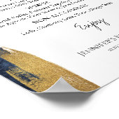 抽象芸術金ゴールドブルーブライダルシャワードリンクのメニュー記号 ポスター (角)