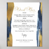 抽象芸術金ゴールドブルーブライダルシャワードリンクのメニュー記号 ポスター (正面)