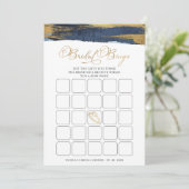 抽象芸術金ゴールドブルーブライダルシャワービンゴゲームカード 招待状 (スタンド正面)