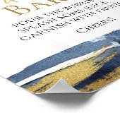 抽象芸術金ゴールドブルーブライダルシャワーミモザバー標識 ポスター (角)