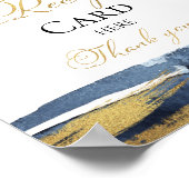 抽象芸術金ゴールドブルーブライダルシャワーレシピカード記号 ポスター (角)