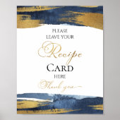 抽象芸術金ゴールドブルーブライダルシャワーレシピカード記号 ポスター (正面)