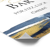 抽象芸術金ゴールドブルーブライダルシャワー泡状バー標識 ポスター (角)