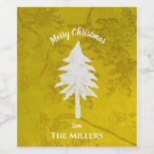 抽象芸術金ゴールドホワイトクリスマスツリーメリークリスマス ワインラベル (シングルラベル)