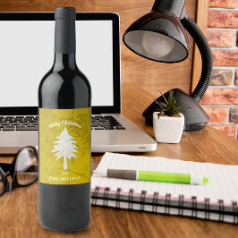 抽象芸術金ゴールドホワイトクリスマスツリーメリークリスマス ワインラベル