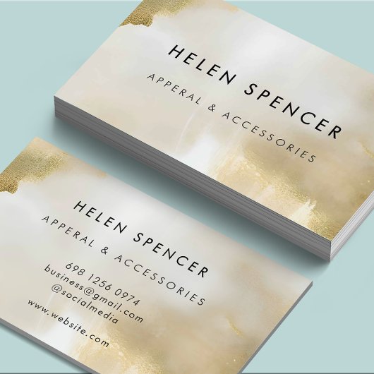 抽象芸術金ゴールドホワイト名刺 名刺