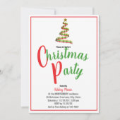 抽象芸術金ゴールドレッドグリーンリボンクリスマスパーティー 招待状 (正面)