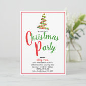 抽象芸術金ゴールドレッドグリーンリボンクリスマスパーティー 招待状 (スタンド正面)