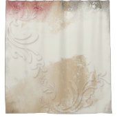 抽象芸術金ゴールドレッドグレーアート シャワーカーテン (正面)