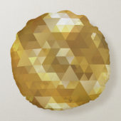 抽象芸術金ゴールド三角形テクスチャ ラウンドクッション (裏面)