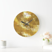 抽象芸術金ゴールド三角形テクスチャ ラージ壁時計 (ホーム)