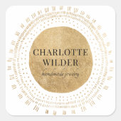 抽象芸術金ゴールド円ジュエリー設計者 スクエアシール (正面)