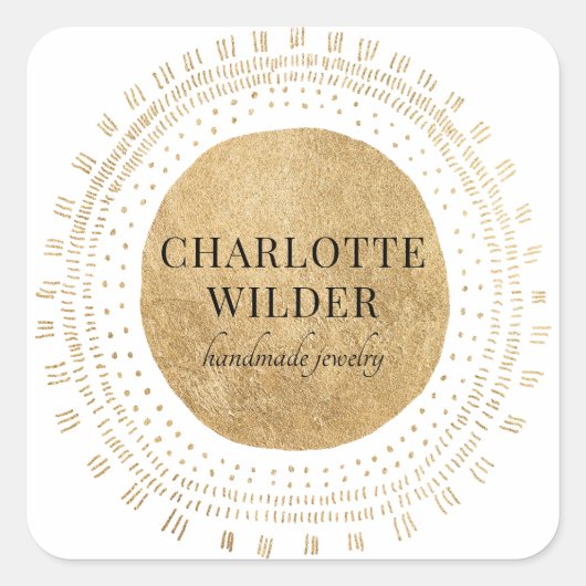抽象芸術金ゴールド円ジュエリー設計者 スクエアシール (正面)