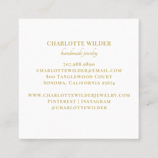 抽象芸術金ゴールド円 スクエア名刺 (裏面)