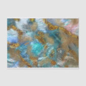 抽象芸術金ゴールド及びティール(緑がかった色)フェイクフォイルグリッター流体アート 薄葉紙 (正面)